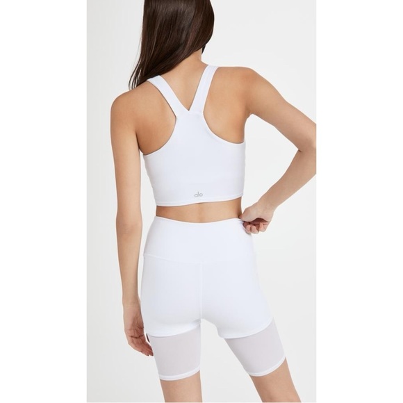 alo yoga Tops - ALO Yoga Real Bra Tank - White Wide Strap V-Neck Built-In Shelf Bra Active Top
